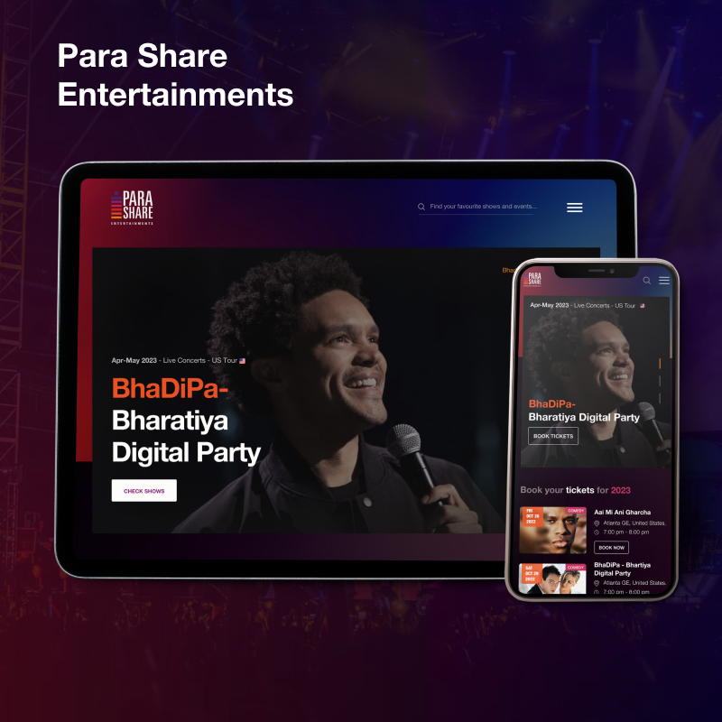 Client pf CreativeWebo Case Study Mock ups of Parashare Website Development 